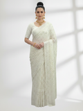 Chicken Kari Mukesh Saree on Pure Chiffon – 60g Rose Gold Mukesh