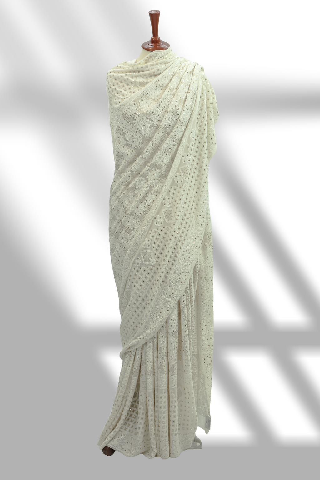 Chicken Kari Mukesh Saree on Pure Chiffon – 60g Rose Gold Mukesh